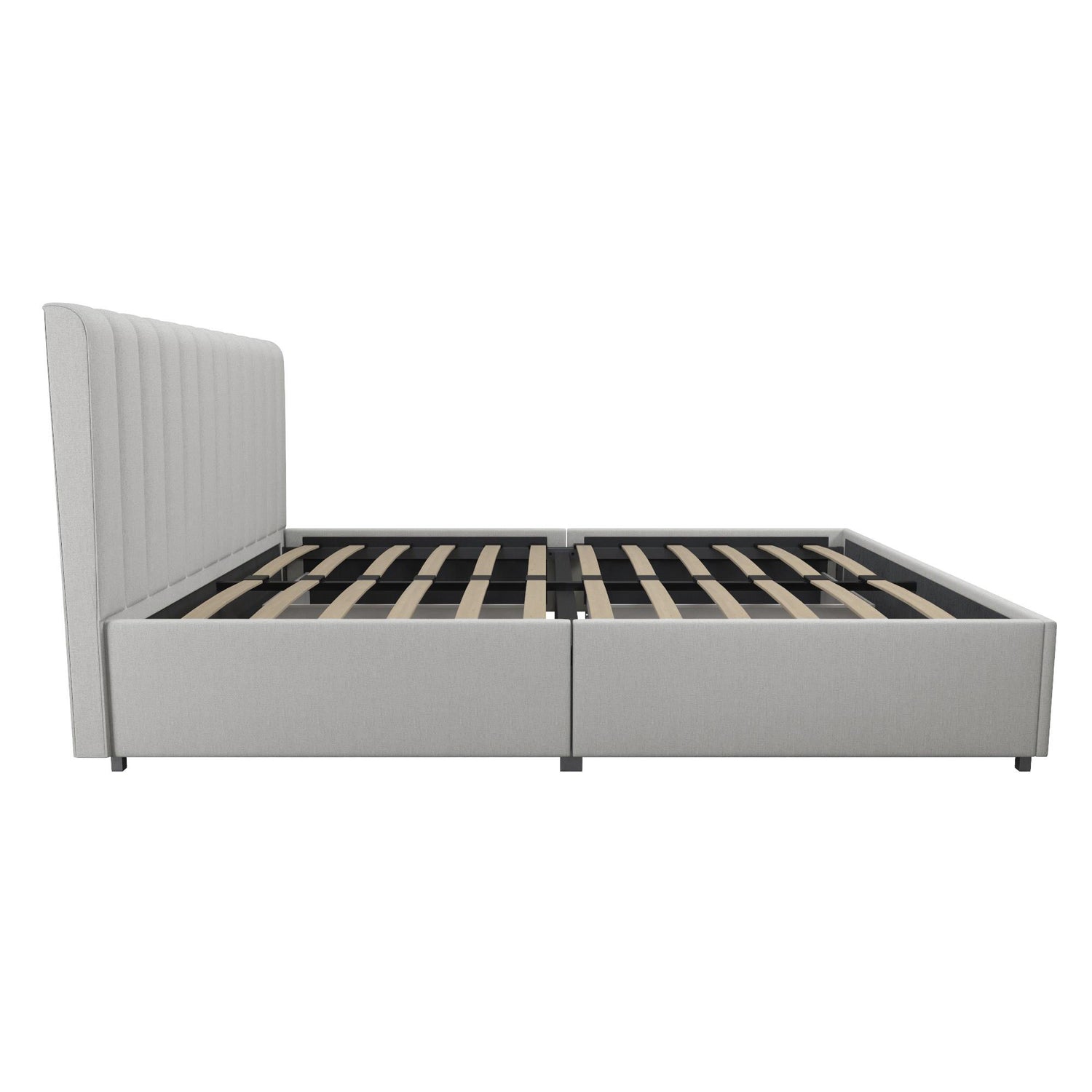 Novogratz Brittany Fabric Queen Bed with Storage Drawers Light Grey The Brick