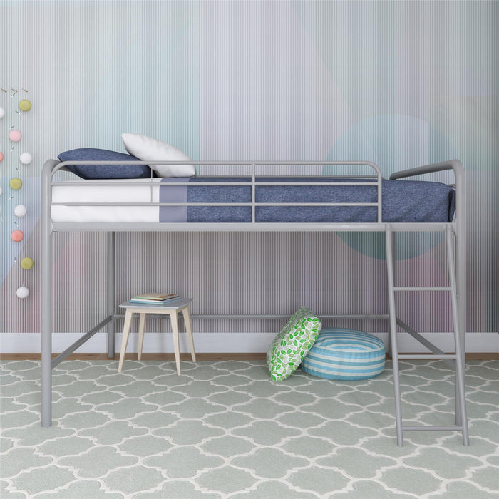 DHP Jett Junior Full Metal Loft Bed - Silver
