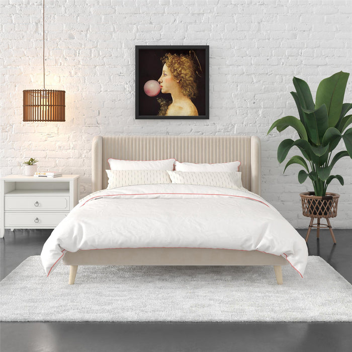 Novogratz Holly Velvet Wingback Queen Bed - Ivory