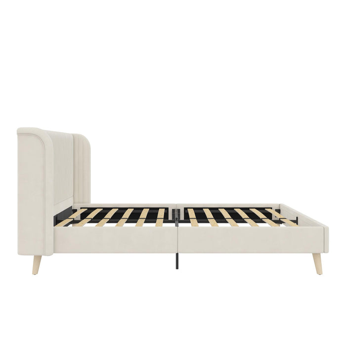 Novogratz Holly Velvet Wingback Queen Bed - Ivory