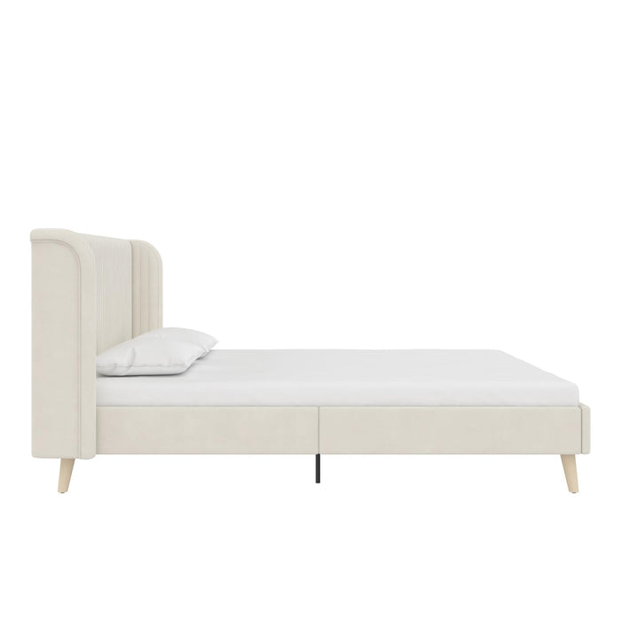 Novogratz Holly Velvet Wingback Queen Bed - Ivory
