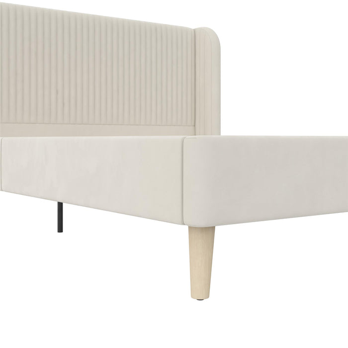 Novogratz Holly Velvet Wingback Queen Bed - Ivory
