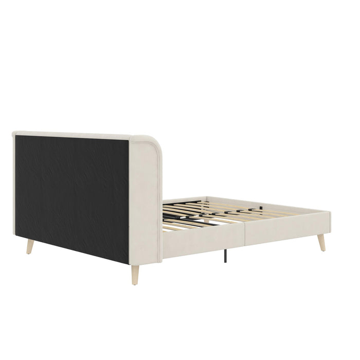 Novogratz Holly Velvet Wingback Queen Bed - Ivory