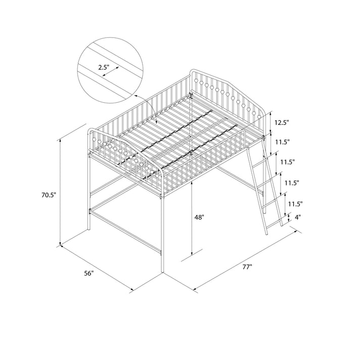 Novogratz Bushwick Metal Full Loft Bed - Off White