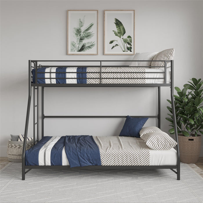 DHP Daven Easy Assembly Kids Metal Twin Over Full Bunk Bed - Black