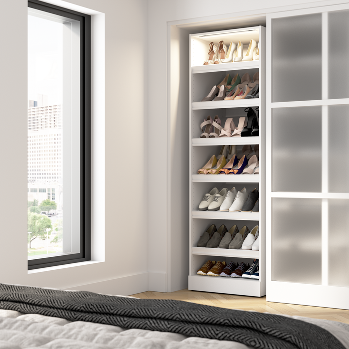 Bestar Florence 25\" Modular Shoe Shelf Closet System with LED Light - White