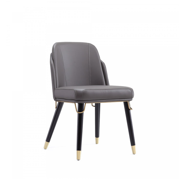Estelle Modern Vegan Leather Wood Dining Chair in Graphite - Set of 2