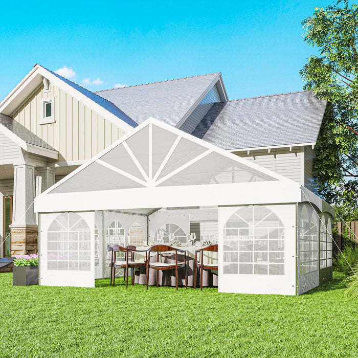 Outsunny 20' X 20' Heavy Duty Party Tent Outdoor Canopy With Carry Bags