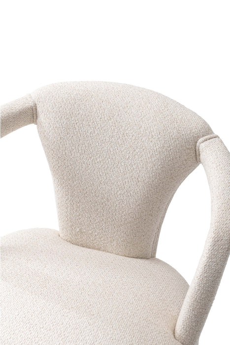 Palmer Mid-Century Modern Upholstered Tweed Armchair in Ivory Dining Chair