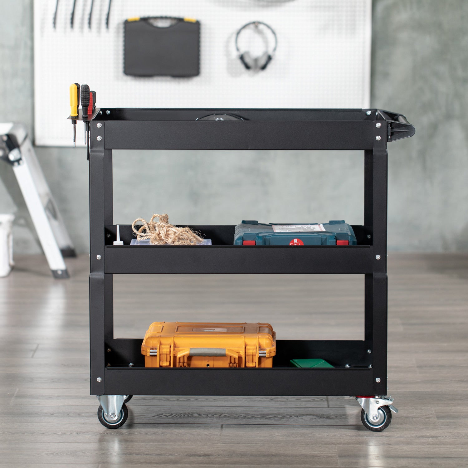 Hand Tools Cart Durhand 3 Tier Rolling Tool Cart With Wheels Mobile Utility Cart - The ...
