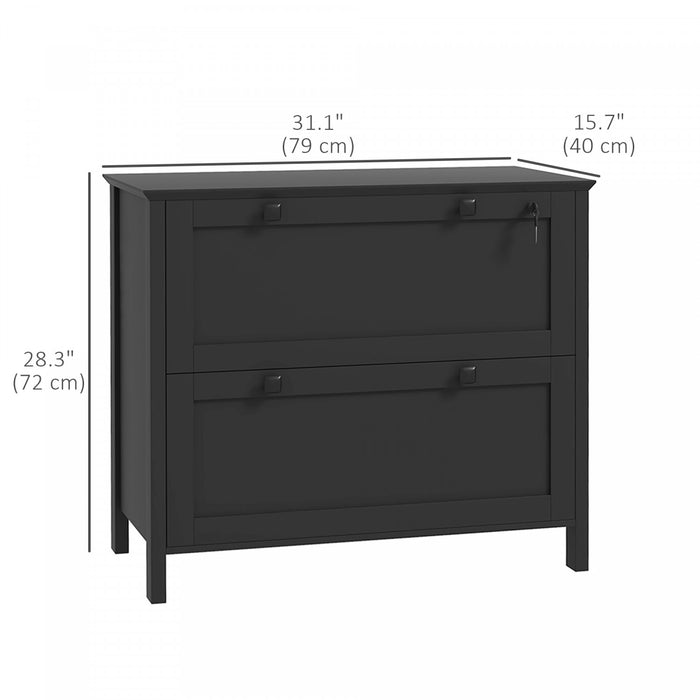 HOMCOM 2 Drawer Lateral File Cabinet for Letter, A4, Legal Size, Black