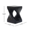 Miro 16" Modern Twisted Hourglass MGO Accent Table, Faux Wood Grain Indoor Side Table, Black | Table d'appoint moderne sablier torsade Miro 16 pouces MGO, table laterale interieure imitation bois, noir