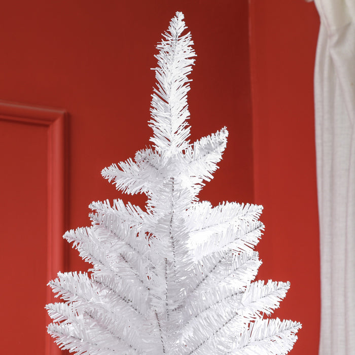 Homcom 7ft Tall Pencil Artificial Christmas Tree With Steel Base, White