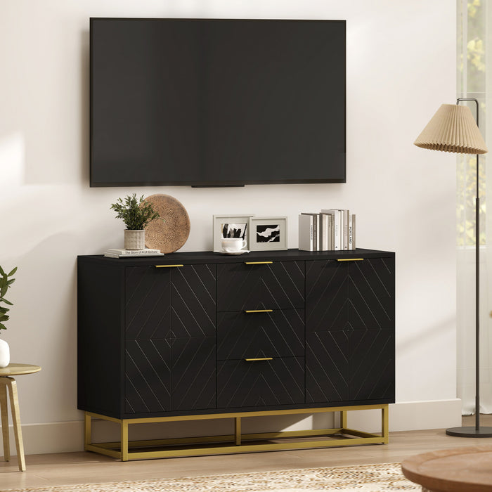 HOMCOM 3-Door Storage Cabinet Sideboard for Dining Room, Living Room