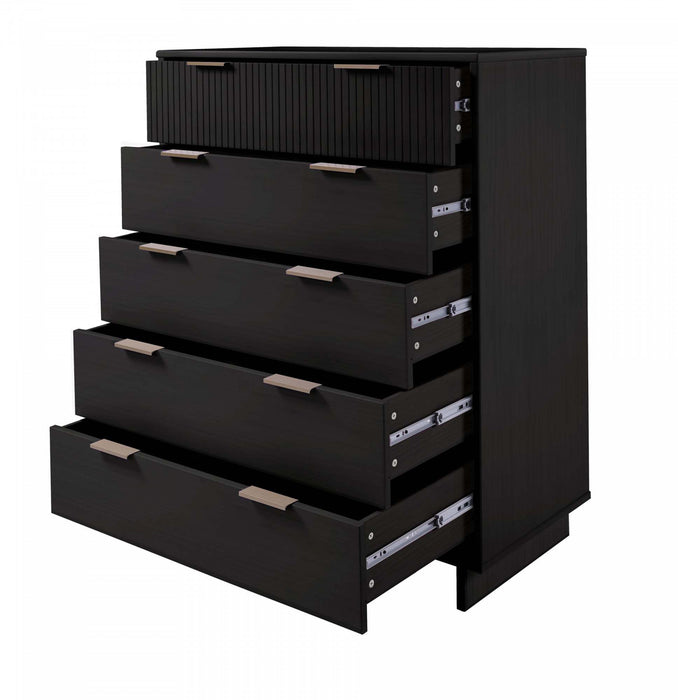 Granville Modern 38\" Chest in Black (5-Drawer)