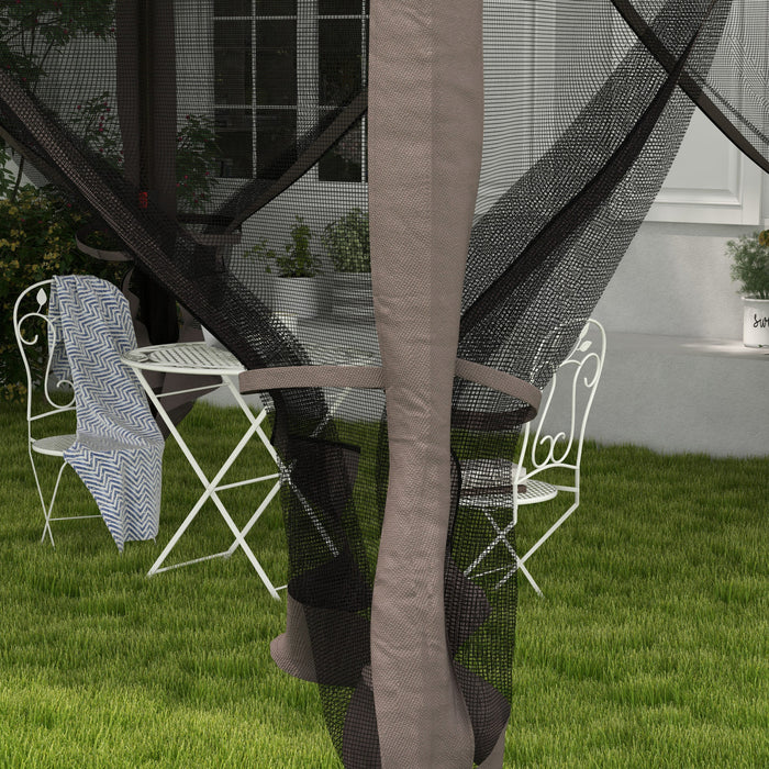 11'x11' Pop Up Canopy 2-tier Soft Top Gazebo W/ Mesh Netting, Grey