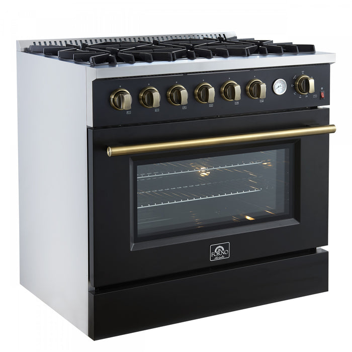 Forno Marco 36-inch Gas Range, Black ,4.32 cu.ft - FFSGS6277-36BLK