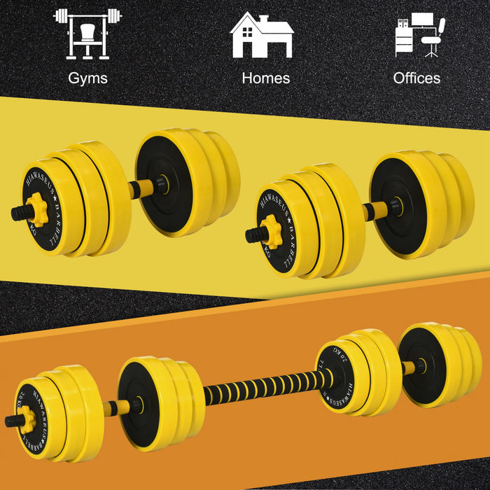 Soozier Dumbbell & Barbell Adjustable Set 66lbs Plate Bar Clamp Rod for Strength Training