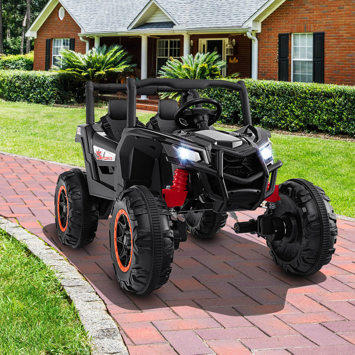 Costway 24v Kids Ride On Utv With 4 X 100w Powerful Engine Remote Control High/low Speed Black