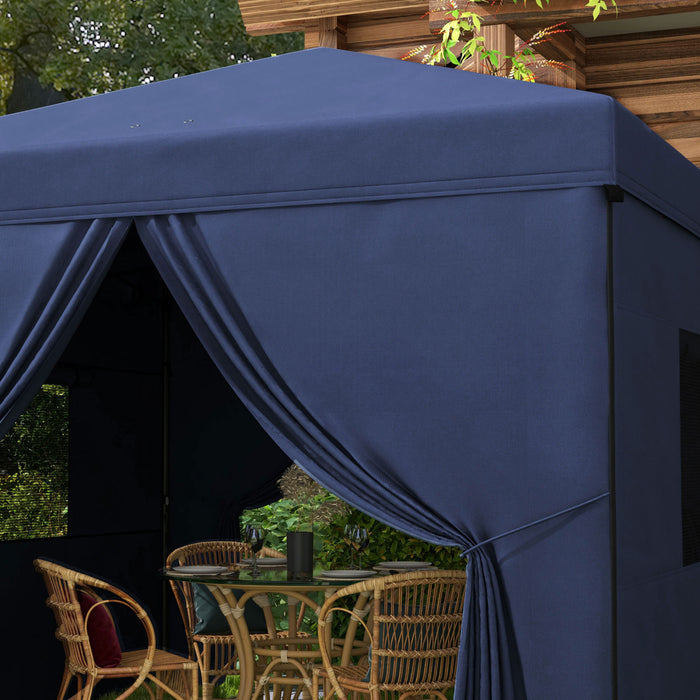 Outsunny 10' X 10' Pop Up Canopy Tent With Mesh Windows, Dark Blue