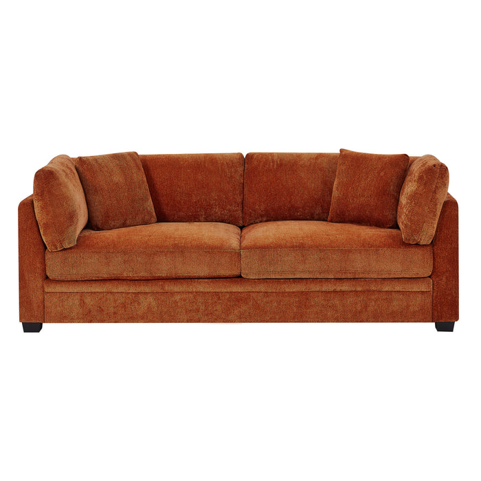 Flare Modern 83.5 Inch Flared Arms Sofa with High-Density Cushions, Caramel