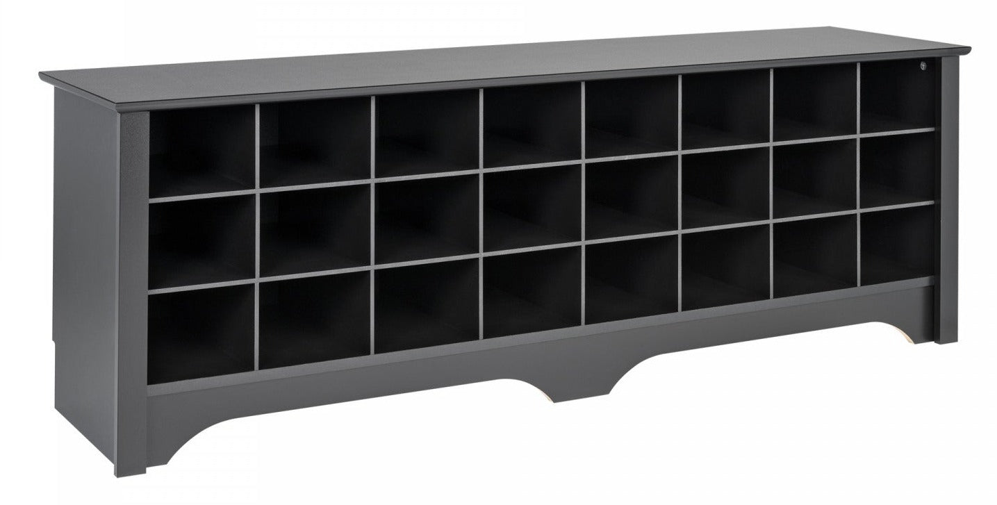 Twenty-Four Pair Shoe Storage Cubby Bench Black The Brick