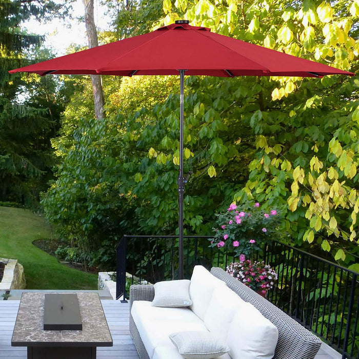 Costway 10ft Solar Lights Patio Umbrella Outdoor W/ 50 LBS Movable Umbrella Stand
