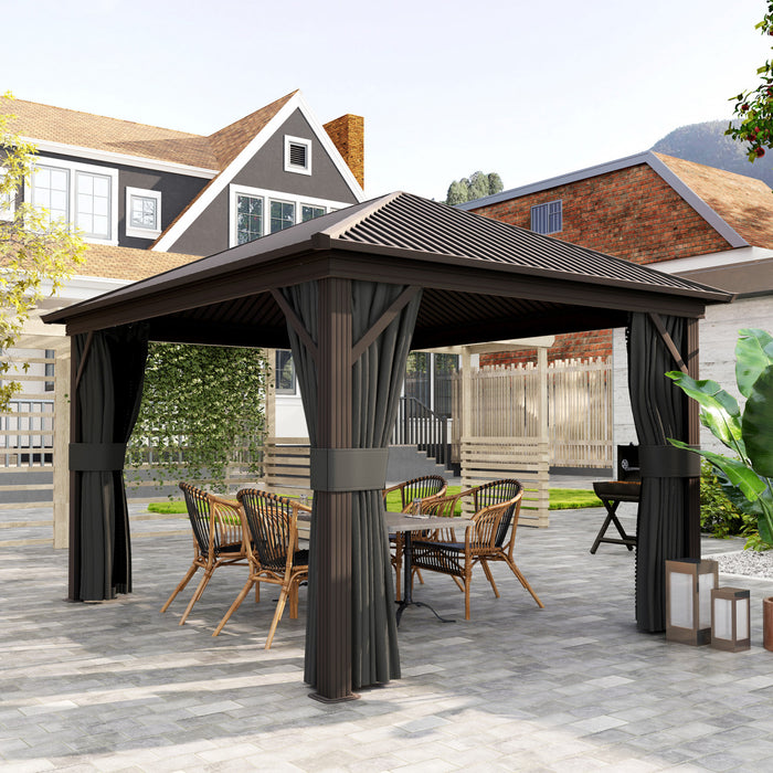 Outsunny 10' x 12' Outdoor Hardtop Gazebo Patio Gazebo, Dark Grey