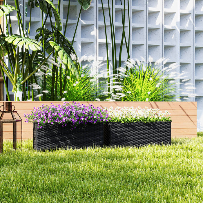 Outsunny 2 Pack 20 Inch Railing Planter Box, Hanging Flower Pots, Black