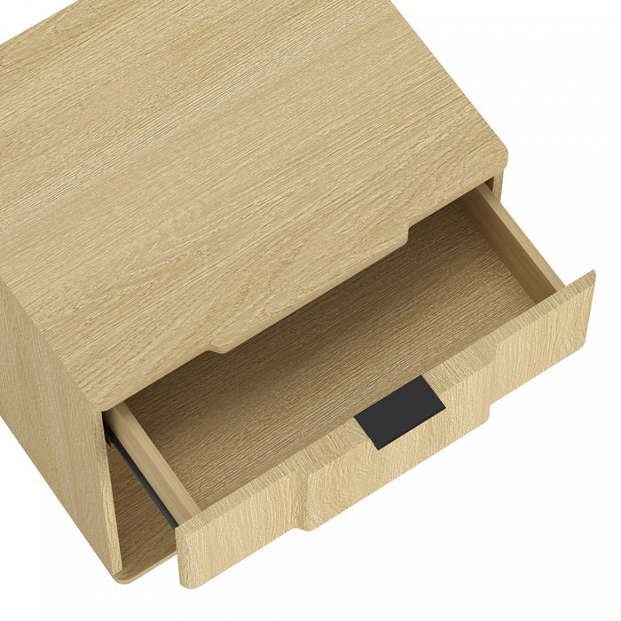 Clive Mid-Century Modern 22\" Nightstand in Natural Oak (1-Drawer)