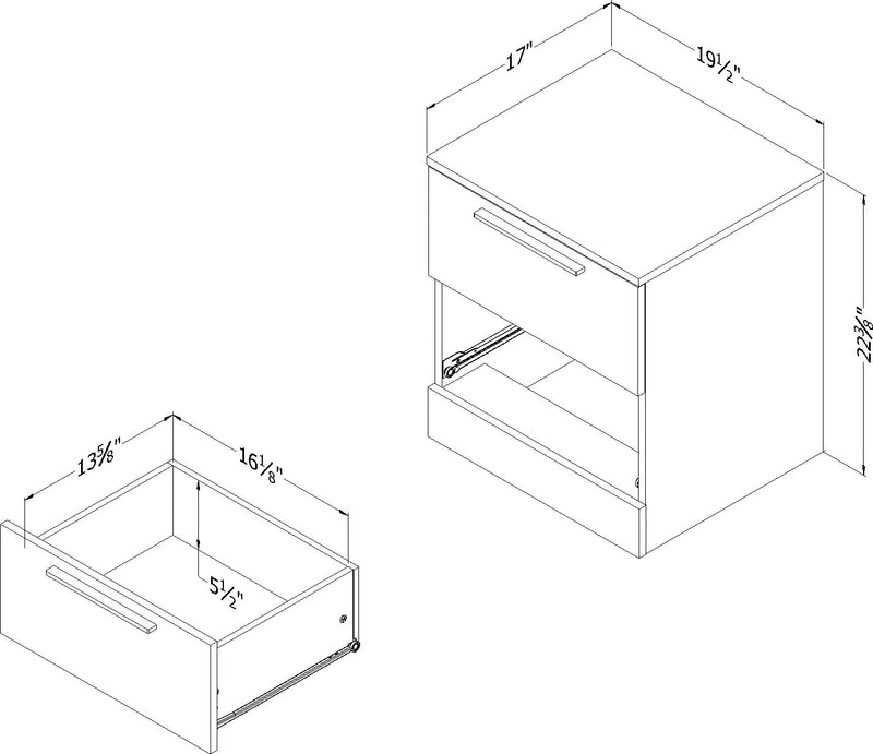 Step One Essential 2-drawer Nightstand - Gray Oak 