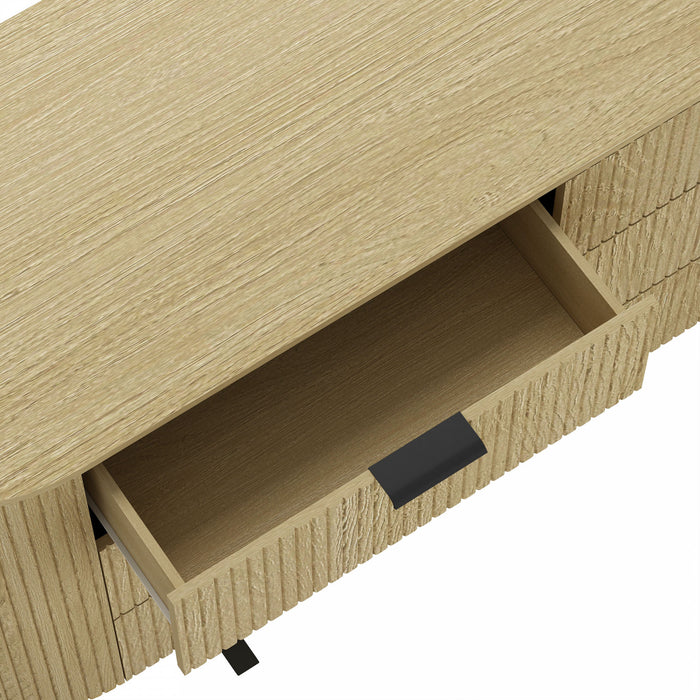 Olivia Manhattan Modern 71\" Dresser in Natural Oak (6-Drawer)