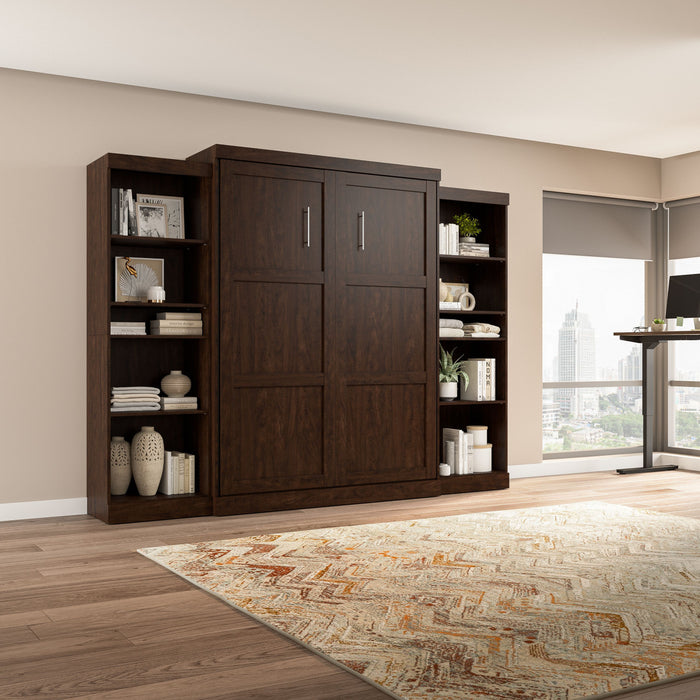 Bestar Pur Queen Murphy Bed and Two Storage Units 115-Inch Wall Bed