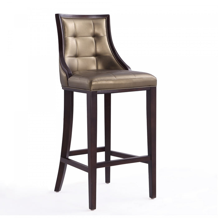 Fifth Avenue Traditional Wood Upholstered Barstool in Bronze - Set of 2