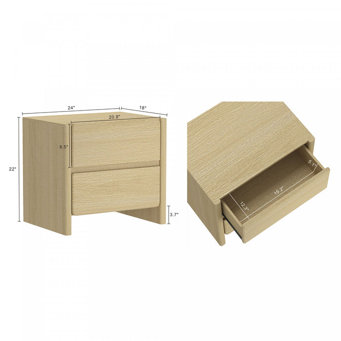 Linda Modern 2-Piece Dresser and Nightstand in Natural Oak