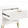 Dumbo Modern 20" Fluted Nightstand in White (1-Drawer) | Table de nuit moderne Dumbo 20" a cannelures en blanc (1 tiroir)