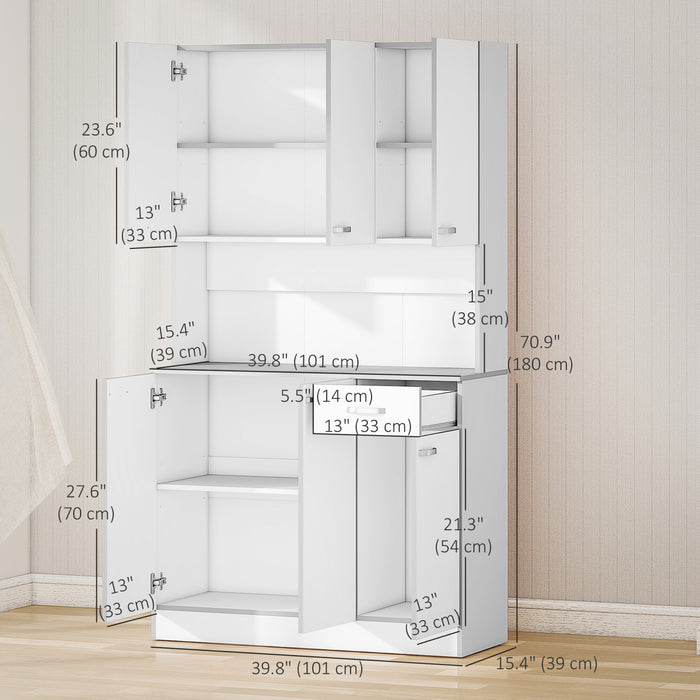 HOMCOM Modern Freestanding Kitchen Buffet with Hutch Pantry Hutch
