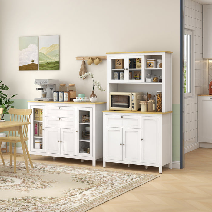 HOMCOM Sideboard Buffet Cabinet with 2 Drawers 3 Storage Cabinets, White