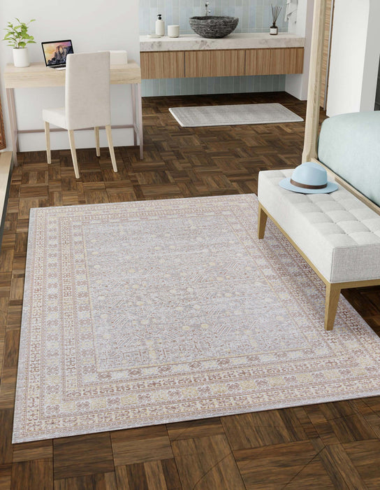Valeria Traditional 9'3\" x 11'10\" Area Rug in Grey Indoor Area Rug