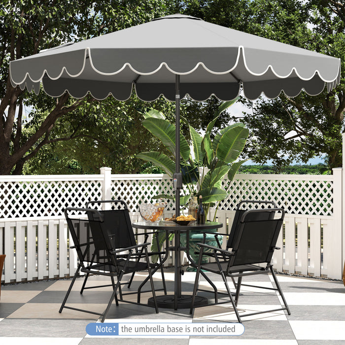 Costway 10 FT Patio Umbrella with Crank Tilt Adjustment Ruffles Vented Top 8 Ribs Gray