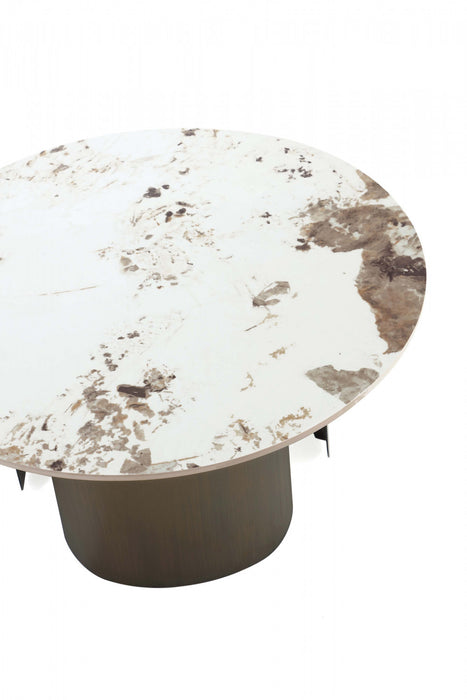 Monica Modern Glam Sintered Stone Top Coffee Table in Bronze