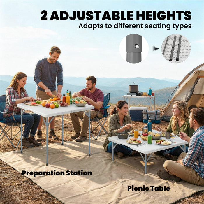 Outsunny Folding Picnic Table 34\" x 34\" Indoor Outdoor Use, White