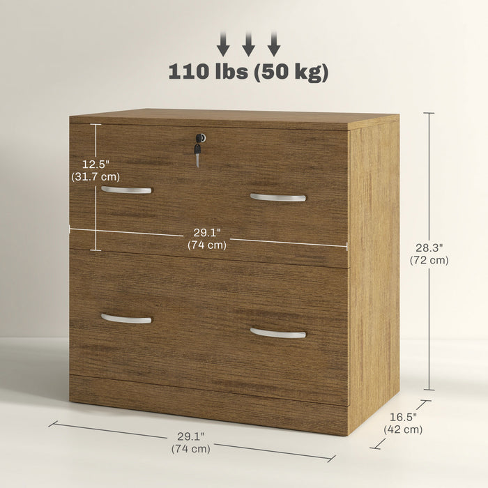 Vinsetto Filing Cabinet with 2 Drawers File Cabinet with Lock Light Brown
