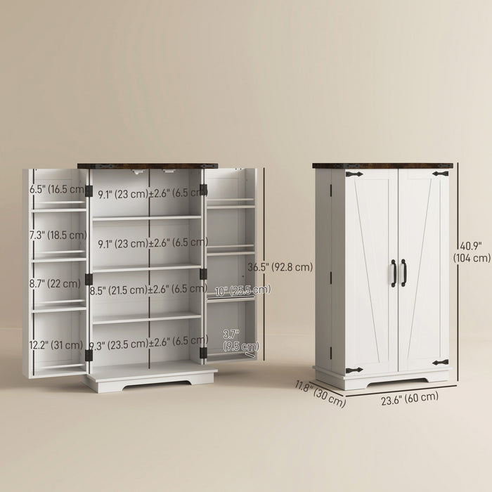 HOMCOM Kitchen Pantry Cabinet Storage Cabinet with Adjustable Shelves White