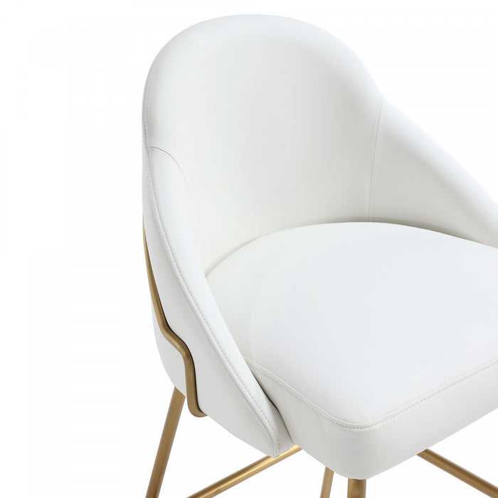 Gracie Modern Metal Upholstered Counter Stool in White and Gold - Set of 3