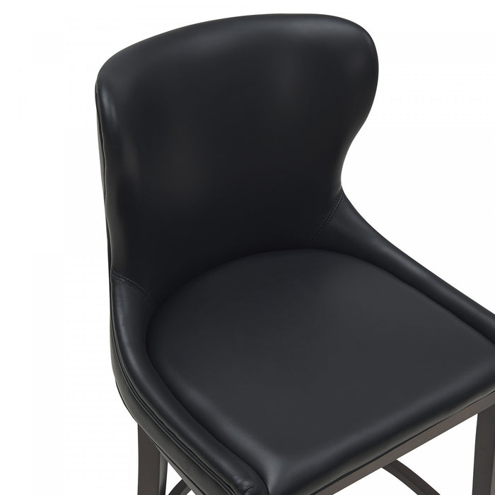 Blair Modern Wood Upholstered Barstool in Black - Set of 2 Bar Stool