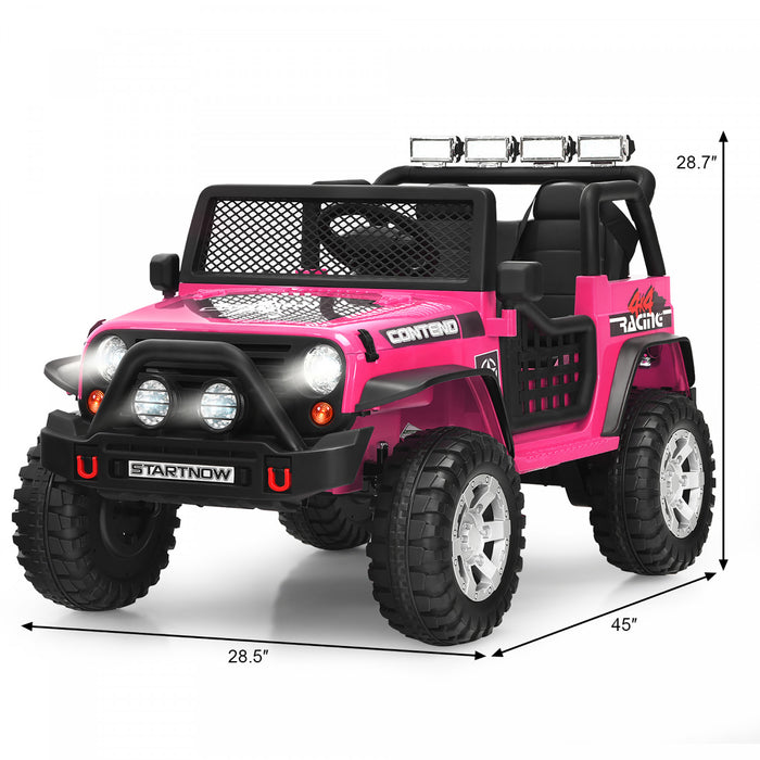 Costway 12v Kids Ride On Truck Remote Control Electric Car W/lights&music Pink