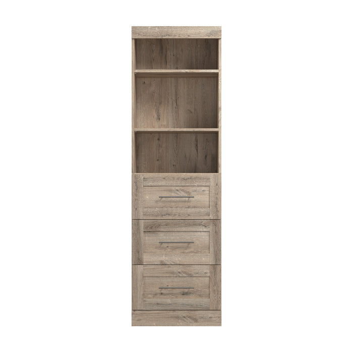 Bestar Pur 25 W Closet Organizer with Drawers - Rustic Brown