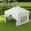 Outsunny 10' X 10' Outdoor Pop Up Canopy Tent With 4 Sidewalls, White|Outsunny Tente D'exterieur Escamotable 10' X 10', 4 Parois Laterales, Blanc