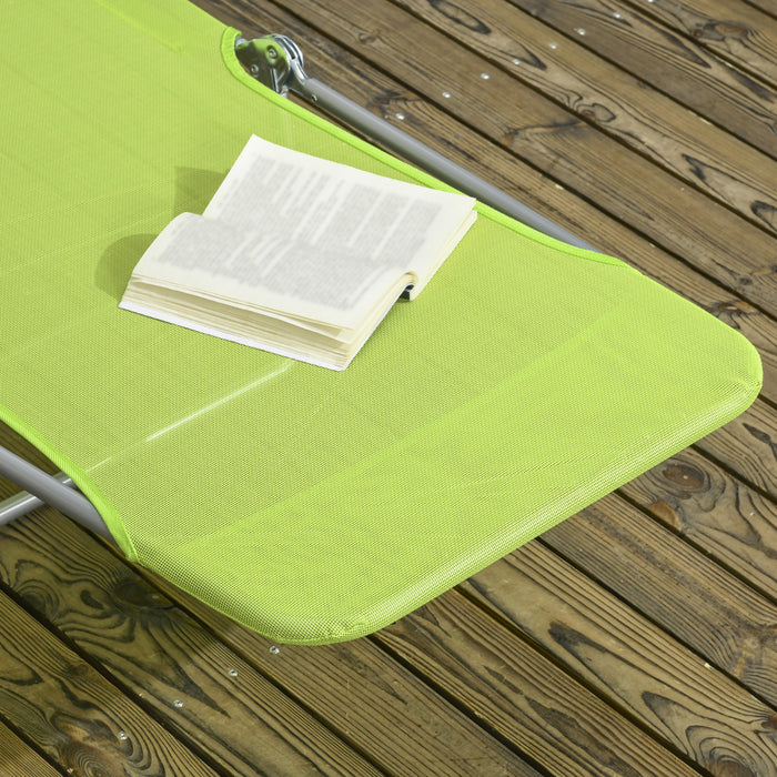 Outsunny 2-piece Folding Chaise Lounge, Reclining Sun Tanning Chairs, Green